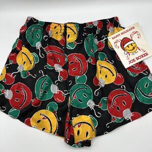 Vintage Joe Boxer Shorts Silk Boxers Christmas Ornaments Smiley Face Small NWT
